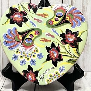 Brighton Decorative Heart Shaped Storage Tin Yellow Floral